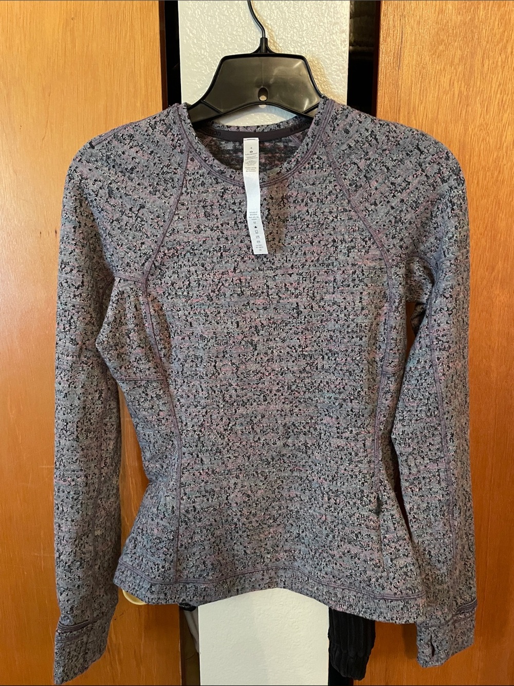 lululemon athleticRuderful Heathered Gray and Purple Long-Sleeve Crew